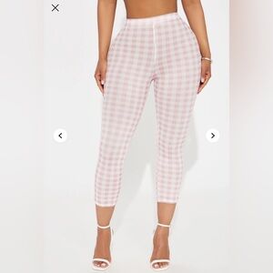 Fashion Nova Pink Checkered Capri Leggings